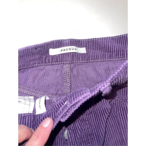 Purple Pacsun High Rise Straight Leg Raw Hem Corduroy‎ Size 23 Button Fly - Picture 5 of 8